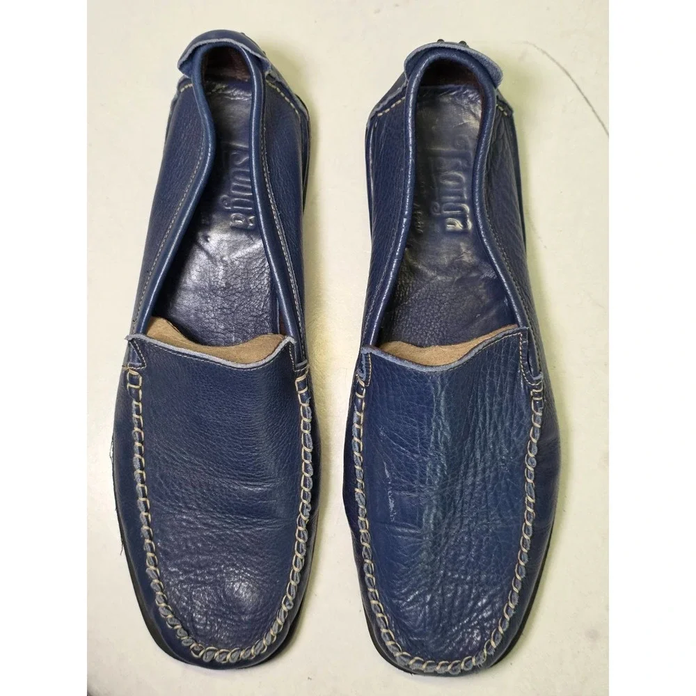 Tsonga Men's Loafers Size 10 Blue Leather‎ Slip On Driving Boat Classic Shoes
